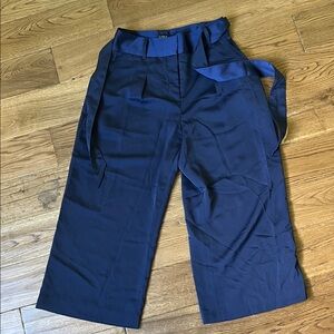 LOFT Navy Wide Leg Trousers with Sash